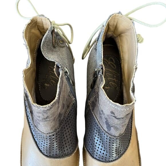 Corkys Elite Ankle Boots Womens Size 9 Brown/Cashew Multi Fabric Leather Ties - Picture 6 of 9